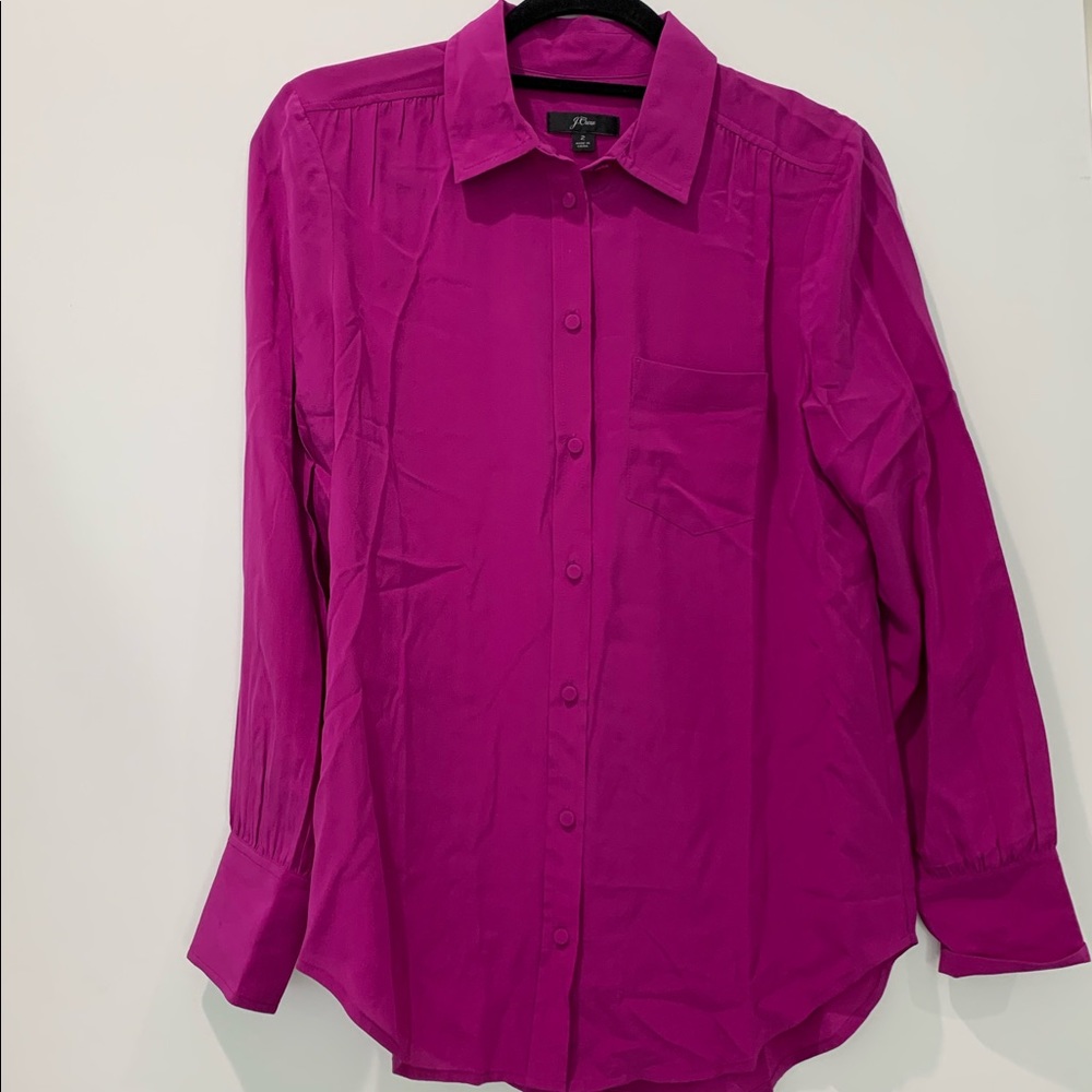 J.Crew Size 2 fuschia silk blouse